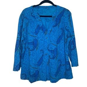 Fresh Produce Womens XXL cotton tropical 3/4 sleeve top tropical costal boho